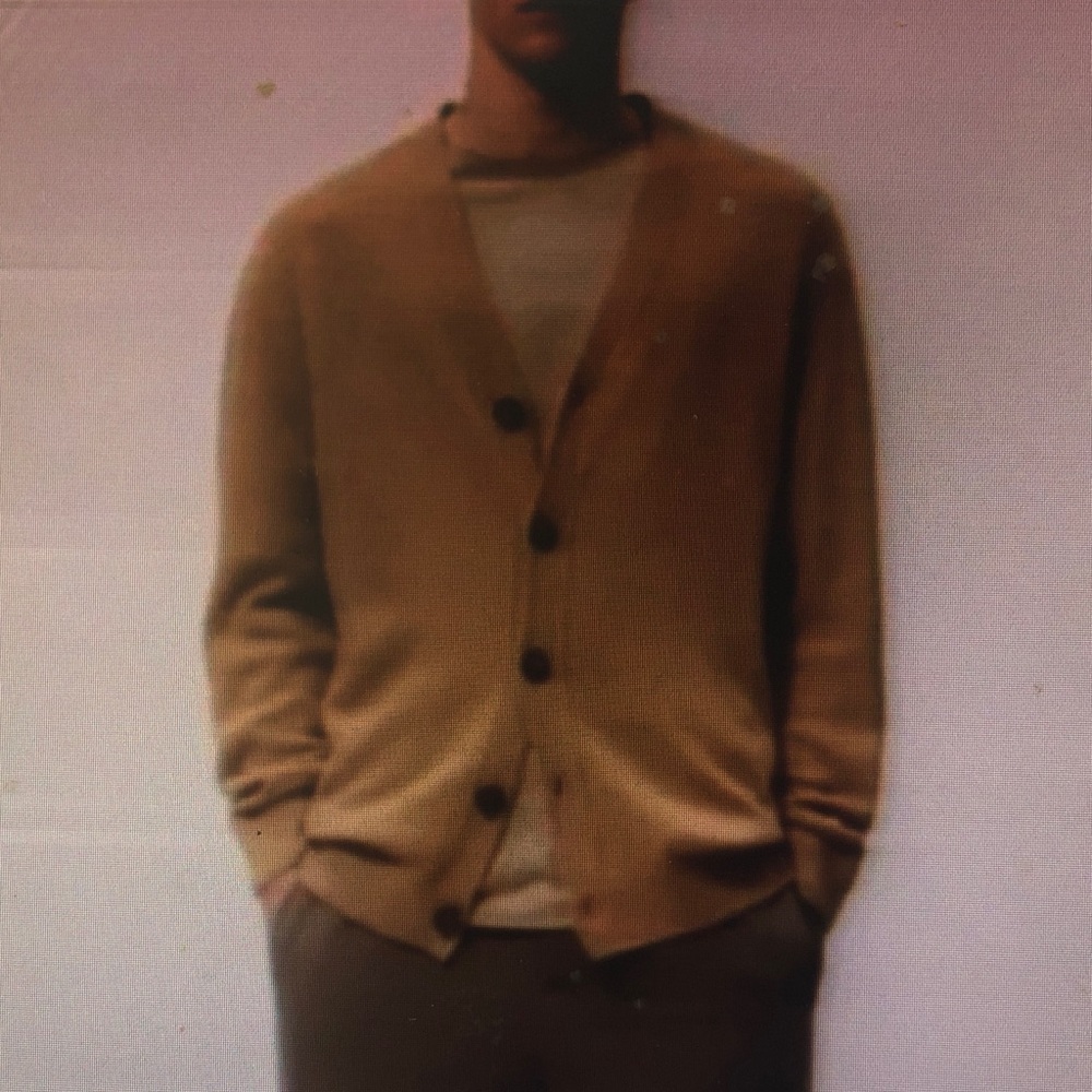 Men's Tan Cardigan Sweater